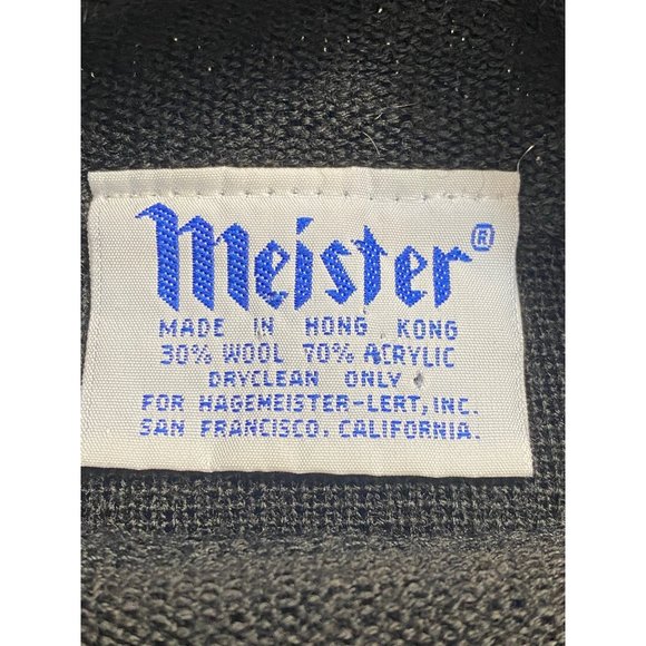 Vintage 80's Meister Large Black Wool Blend Silver Star Studded Sweater Turtlnec - Picture 9 of 12